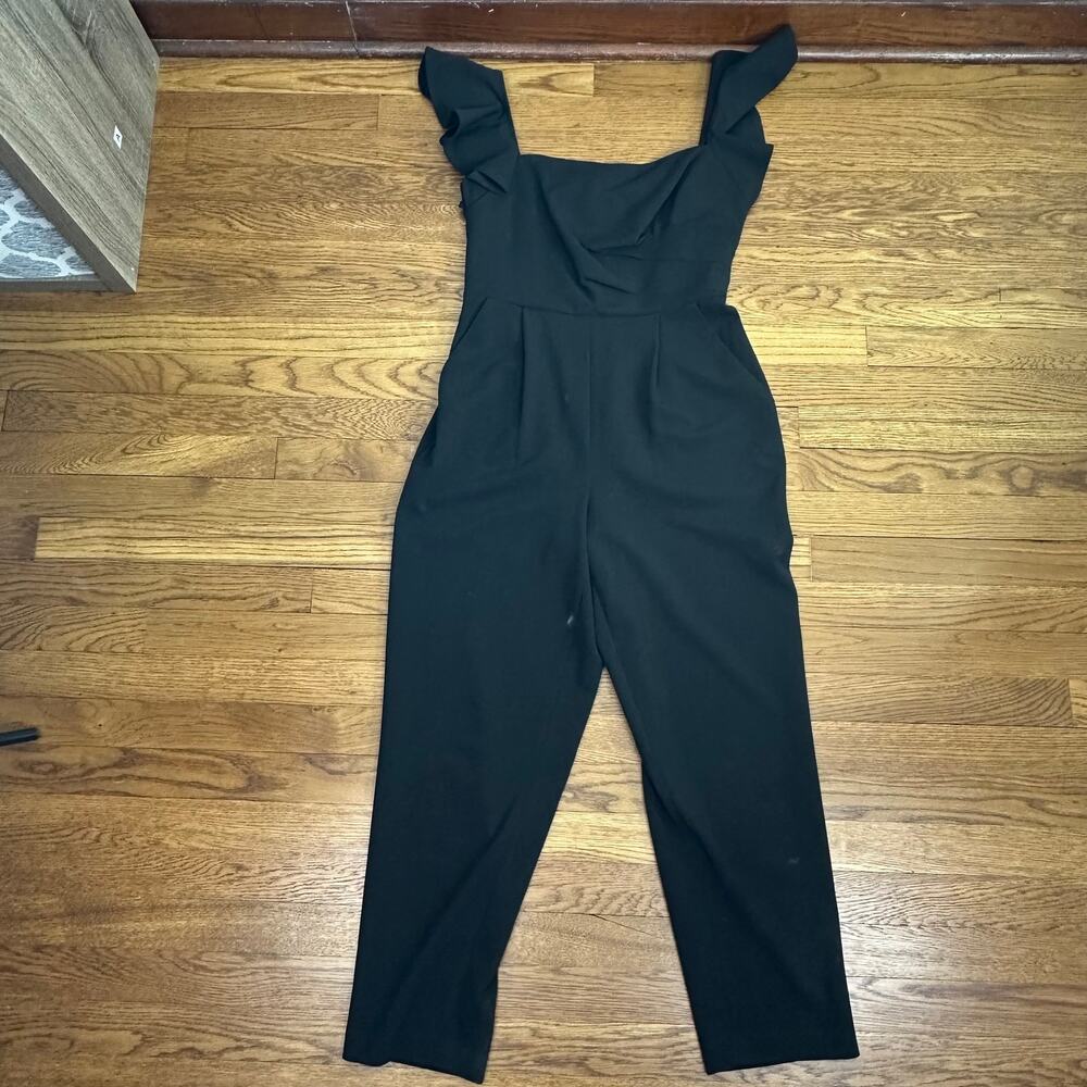 Calvin Klein Black Ruffle Strap Jumpsuit
